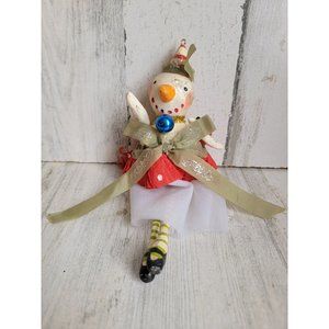Vintage clown snowman dress ornament jointed Xmas